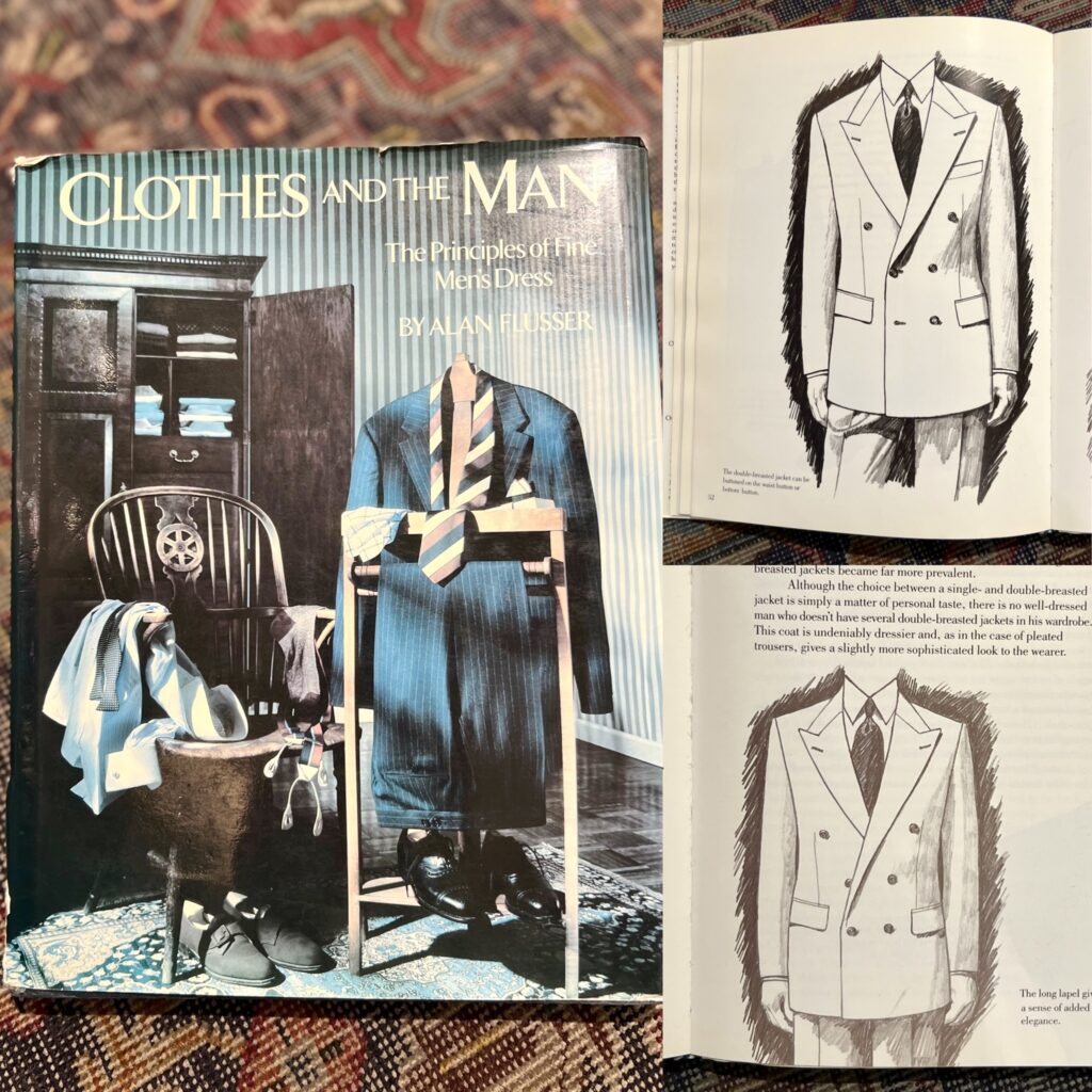 アラン・フラッサーの著書『CLOTHES AND THE MAN』ダブルジャケットのボタンの留め方